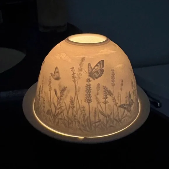 Butterfly and Floral Ceramic Candle Holder - Picture 1 of 3